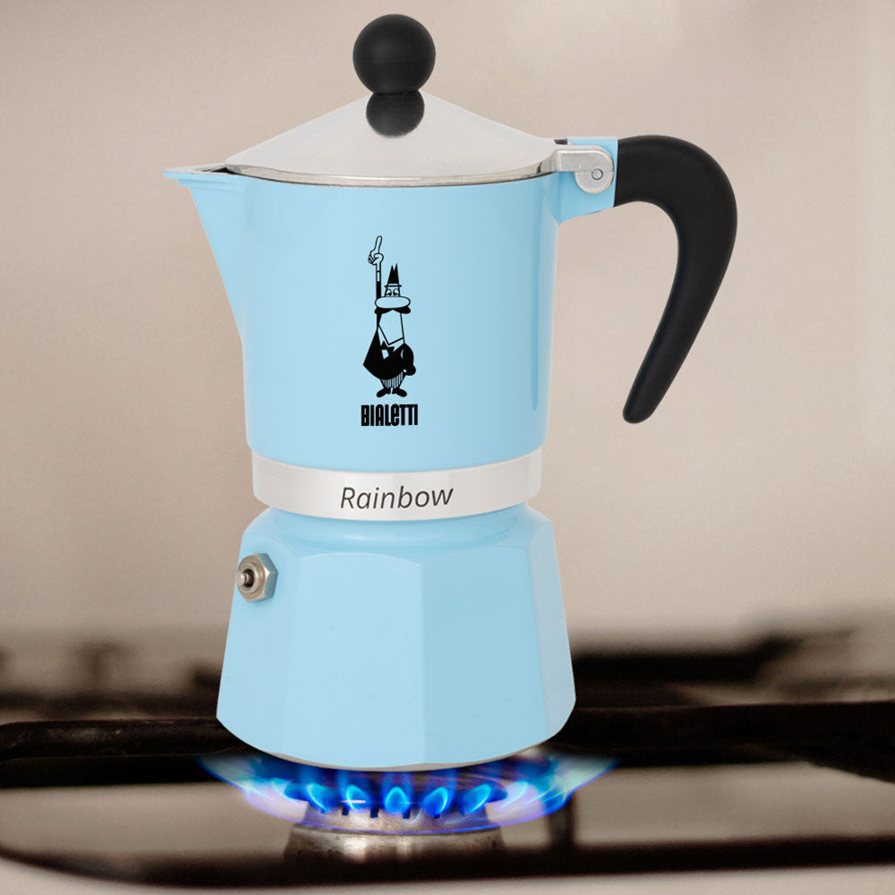 Bialetti Moka Rainbow 3-cup Light Blue