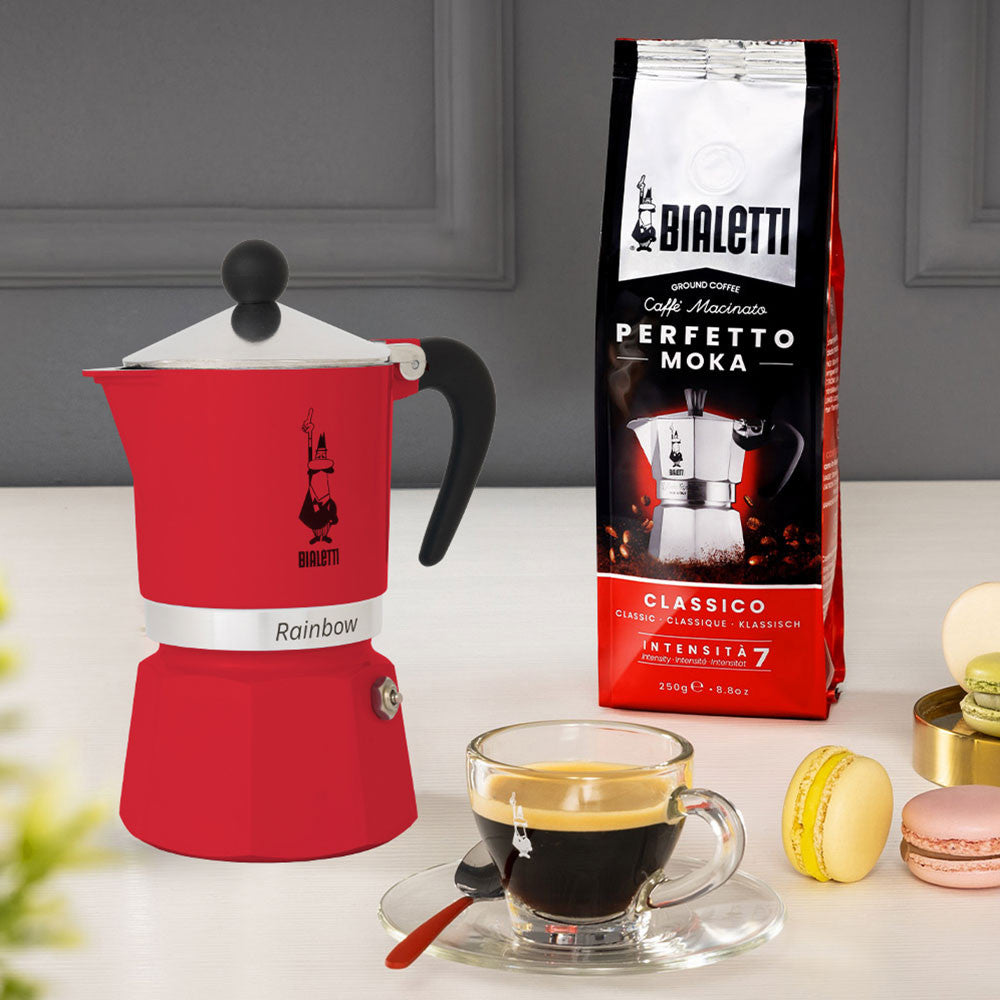 Bialetti Moka Rainbow 3-cup Red