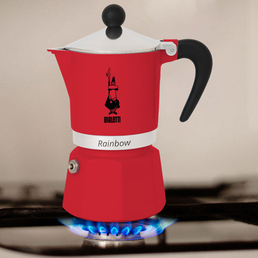 Bialetti Moka Rainbow 3-cup Red